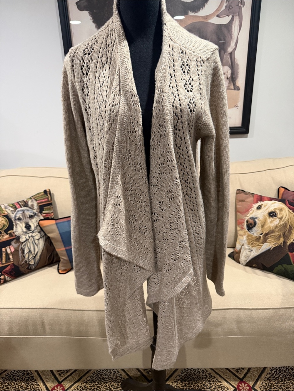 Womens luck brand draped waterfall cardigan tan size XL new w/tags